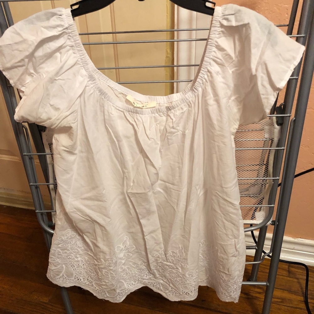 Off the shoulders white top